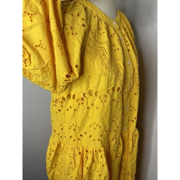 By Anthropologie Yellow Tallulah Eyelet Mini Dress XL - Picture 5 of 9